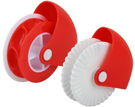 Victhur Pastry Wheel Decorator and Cutter Set of 2, Includes Lattice Pastry Wheel and Crust Roll for Pizza, Pastry, Ravioli Pasta, Pie and Cookie Decoration or Baking Cooking