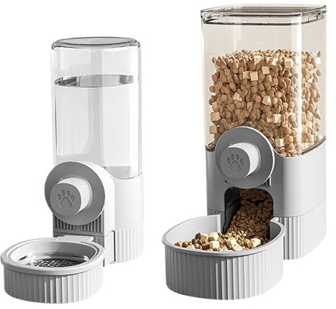 Automatic Cat Feeder 2Pcs Cat Water Dispenser and Food Dispenser Suspended Automatic Pet Feeders Hanging Rabbit Feeder for Guinea Pig Ferret Cage Accessories