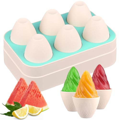 WMKGG Popsicles Molds, 6 PCS 2oz Cone Shape Ice Pop Mold, Silicone Ice Cream Moulds, Easy Release, Mini Popsicle Mould(Green)