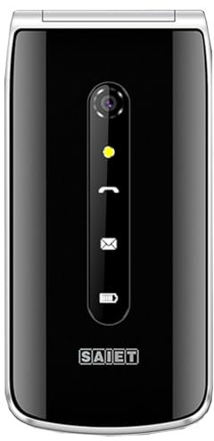 SAIET VANTO Cellulare per Anziani Compatto e Facile da Usare, Telefono a Conchiglia con Base di Ricarica, Display 2.4 a Colori, Tasti Grandi Retroilluminati e Tasto SOS - Colore Nero Lucido
