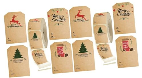 Lurrose 2rollen Rollende Selbstklebende Weihnachtsaufkleber Dekorative Etiketten Für Bastelprojekte Und Festtagsdekorationen Verschiedenen Designs Für Backen Partys Und Feiertagsfeiern