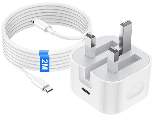 For iPhone 17/16 Fast Charger, 20W PD USB C Plug with 2M USB C to C Cable for iphone 17/16/16 Plus/16 Pro/16 Pro Max/15/15 Plus/15 Pro/15 Pro Max, iPad Pro/Air/Mini,Type C Charger UK Power Adapter