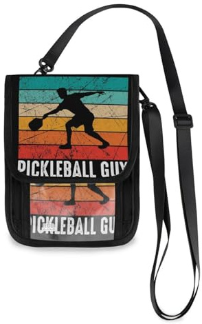 Mnsruu Cartera de viaje retro para deportes, pickleball, arcoíris, Jpg, para pasaporte, tarjetas de crédito, gadgets, bolsa unisex cruzada, cartera de viaje con correa ajustable, #01, Talla única,