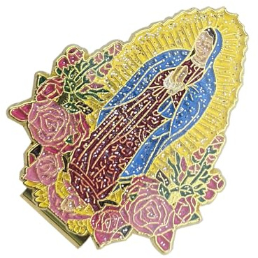 WWHJR Broche étincelante en métal infusé à paillettes pour décoration de chapeau et de vêtements en métal Vierge Marie Badge avec paillettes Chapeau Ornement Chapeau Alliage
