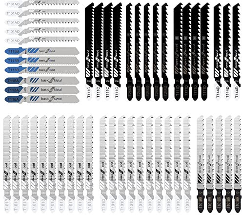 Tunejoy Lame per Seghetto Alternativo Lame per Seghetto Alternativo con codolo a T di HCS HSS per Taglio Metallo e Legno Professional Set da 52 Pezzi