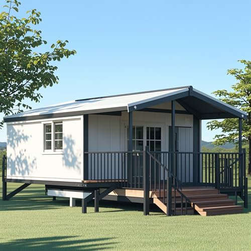 Moderna casa prefabbricata pieghevole portatile da 6,1 m e 12,2 m con design espandibile con bagno, ideale per adulti e famiglie capanno di stoccaggio all'aperto prefabbricata piccola casa