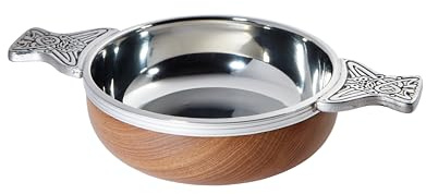 Cuenco grande de madera y peltre para degustación de whisky Quaich con grabado