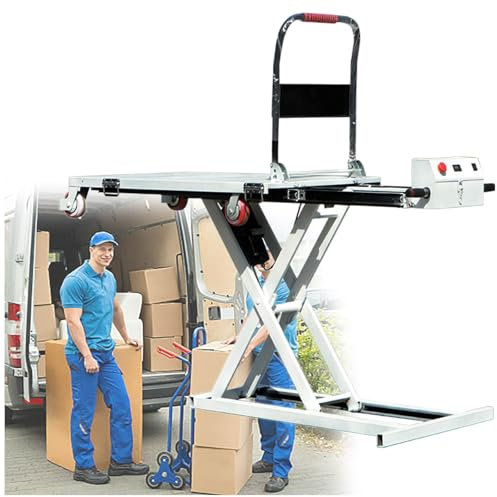 Carrello Elevatore Idraulico, Tavolo Elevatore Elettrico A Forbice Singola, capacità 300 kg, Altezza di Sollevamento 110 Cm, per Movimentazione Materiali
