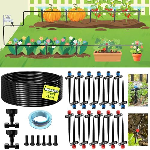 MQJIAZHI 36M Kit per Irrigazione a Goccia,Sistema Irrigazione,Micro Drip Irrigation Kit, sistema di irrigazione automatico per giardino, prato, orto, fattoria