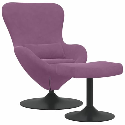 vidaXL Eierstuhl mit Fußhocker Lila Samt, Wohnzimmer, moderner Samt-Sessel, schicker Drehstuhl, Bequeme Loungesitzgelegenheit, Elegantes Möbel für drinnen