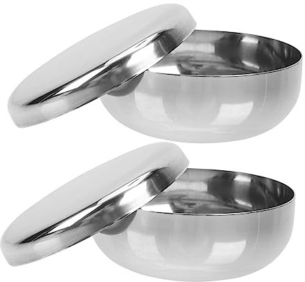 VINTORKY Cuencos De Arroz De Acero Inoxidable 10 Cm, Cuencos Gruesos Para Comer, Utensilios De Cocina Resistentes Para Restaurante y Hogar, Juego De 2 Piezas Para Servir Arroz y Ensalada