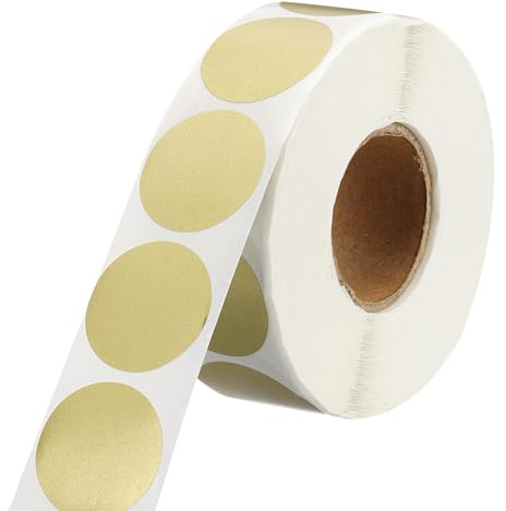 QUARKZMAN 1000 Stück Klebepunkte Bunt, 25mm Runde Punktaufkleber, Selbstklebende Markierungspunkte Etiketten, Punkt Aufkleber für Schule, Büro, Kalender, Karten (Gold, 1 Rolle)