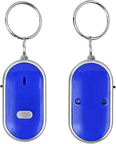 Whistle Key Finder, Beeping Keyfinder fob that makes noise, Voice Control Keychain Key chain Locator for Lost Keys, Smart Item Locator, Anti Lost Alarm LED Sound Keychain With And Flash Light (Blue)