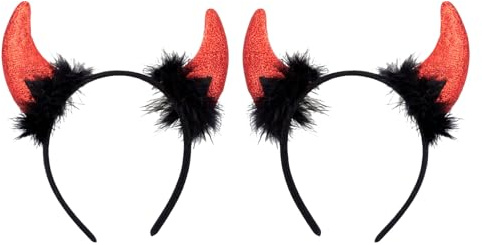 Snyvpra 2 Stück Teufelshörner, Teufel, Hölle, Mottoparty, Kopfbedeckung, Mottoparty, Karneval, Halloween, für Kinder Frauen Männer Halloween Kostüm Party, Halloween Party Gefälligkeiten