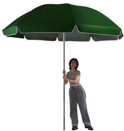 Parasol de marché réglable de 220 cm avec protection UV et mât en acier de 32 mm Vert Parfait pour extérieur, terrasse, jardin, plage et piscine