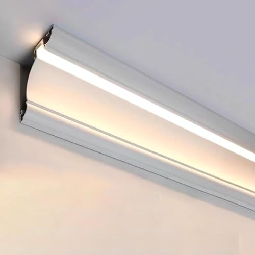 HynJGih Zócalo de Canal de Aluminio con Tiras LED, perfiles de iluminación indirecta de Color Blanco for viviendas Decorativas