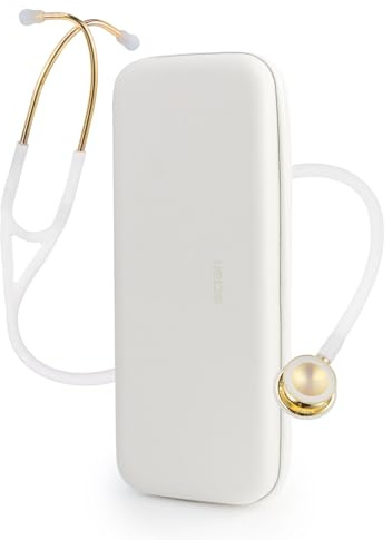 SCIAN Cardiology Stethoscope with Double-Sided Tunable Diaphragms, Professional Stethoscope with Carrying Case for Doctors, Nurses, Med Students, Clinical, White