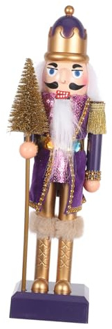 Cabilock Purple Plastic Christmas Nutcracker Puppet Ornament Small Nutcracker Soldier Figurine Desktop Xmas Holiday Decoration for Fireplace Mantel Table Display