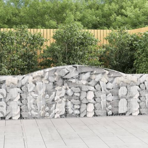 HaoChrymec Gabbioni ad Arco Alto, in Ferro Zincato, Struttura Stabile e Decorativa, Gabbioni Metallici, Recinzioni da Giardino, per Giardino e Cortile, Colore Argento, 400x30x100/120 cm