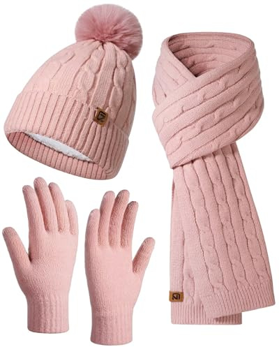 GADIEMKENSD Vinterhandskar, varm, vriden design, känslig taktil fingertå, rosa, One Size