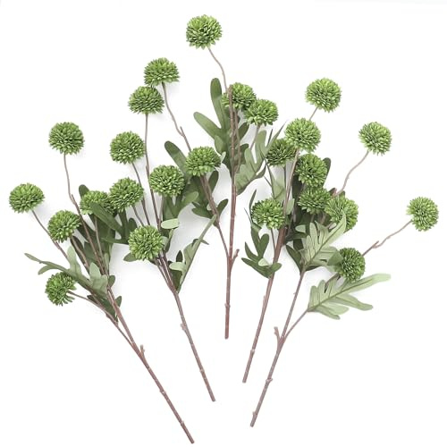 Floroom 5pcs Olive Green Faux Silk Mums Artificial Flowers, Bulk Fake Small Mini Chrysanthemums with Stems for DIY Wedding Centerpieces Floral Arrangements Vase Fillers Home Decorations
