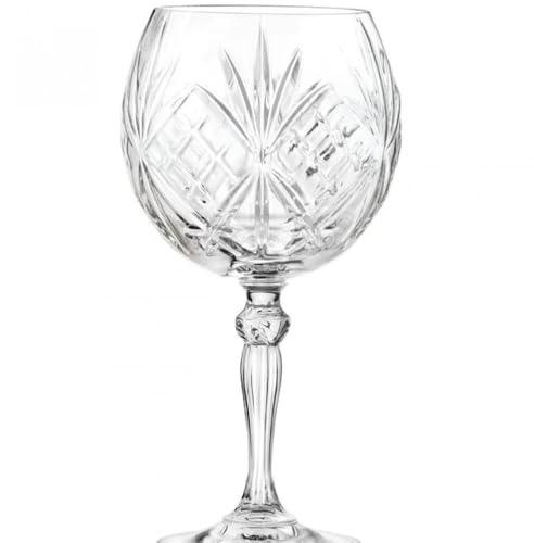 RCR Melodia 6-Piece Balloon Wine Glass Set 650 ml – Italian Luxion® Crystal Large Balloon Goblets for Red Wine & Cocktails