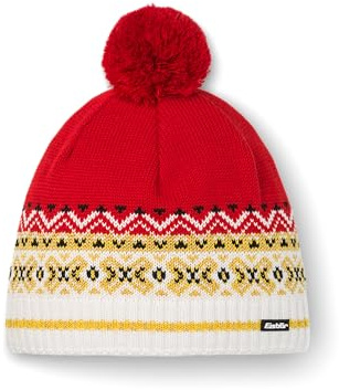 Eisbär Mütze Herren Kaiser Rot - Bommelmütze Wintermütze Strickmütze | Wollmütze, Fleece Futter, schützt vor Kälte und Wind, Bommelmütze, Pudelmütze, Retro, Strickmütze, weich, warm, gefüttert
