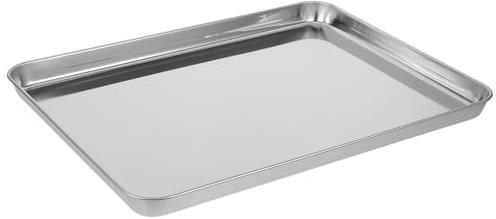Plateau INOX Rectangulaire en Acier Inoxydable, Plat de Service Argenté | Plateau de Rangement pour Desserts, Assiette de Collation, Assiette de Banquet