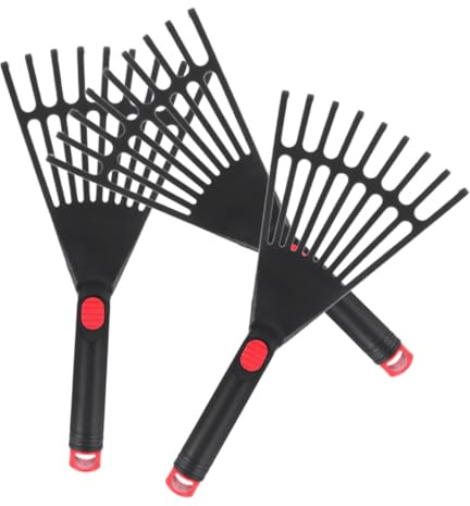 VALICLUD Rastrello da Giardino a Mano 3 Pezzi in Plastica Resistente per Foglie e Terreno, Attrezzo Giardinaggio Compatto per Prati e Spazi Ristretti, Rastrello per Giardinaggio Pratico