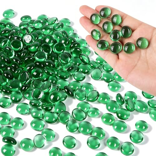 ENUTROF Billes Plates Verre Bille Plate Galets Decoratif Chinoises Aquarium | 500g 14.9MM Cailloux Galet Coloré pour Aquariums Vases Travaux Manuels Décoration Briques de Mosaïque Aménagement Paysager