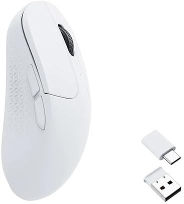Keychron M3 Mini Mouse Gaming, 26000 DPI / 650 IPS, PixArt 3395, Bianco | 1000 Hz Polling Rate, 2,4 GHz / BT 5.1 / USB-C, Ultraleggero(55 g), Programmabile, Mouse Wireless per PC Laptop Computer Mac