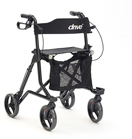 Drive DeVilbiss Torro Rollator – Folding 4 Wheel Walker for Adult with Seat, Brakes, Backrest