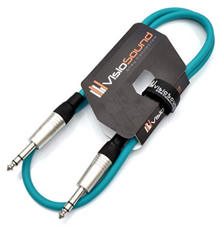 VisioSound Cavo patch audio bilanciato da jack TRS stereo da 6,35 mm a jack TRS (1 m, verde)