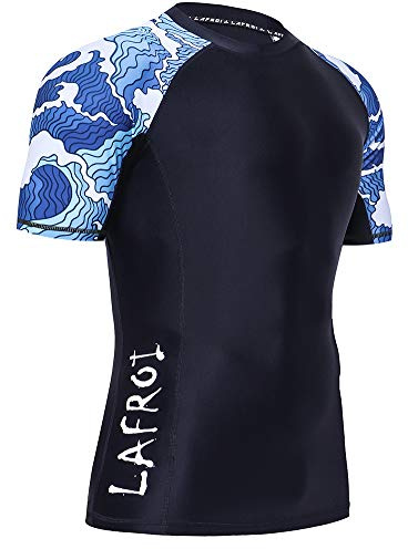 LAFROI Men's Short Sleeve UPF 50+ Baselayer Compression Rash Guard (Surge, LG)