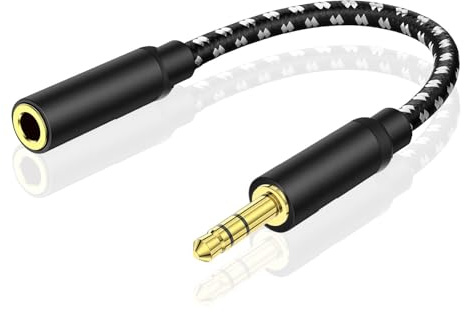 TNP Headphone Extender 3.5mm Audio Jack Extension Adapter - AUX Auxiliary Stereo Headset Connector Male to Female Plug 3 Pole for iPhone Android Smartphone Battery Case Speaker (6 Inch)