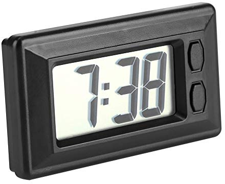 Reloj digital LCD - Reloj para vehículo ultra delgado Reloj para escritorio del tablero de instrumentos MiniTable Relojes electrónicos con fecha y hora Pantalla de calendario