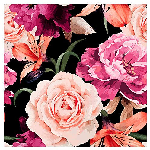 murando Vlies Tapete Blumen Rose - Deko Panel Fototapete Wanddeko 10 m Tapetenrolle Mustertapete Wandtapete modern design Dekoration - rosa orange beige schwarz b-B-0394-j-a