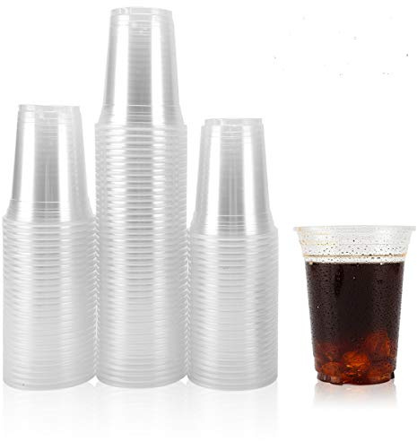 Disposable Clear Plastic Cups - 100 Pack, 14 Oz Water Cups