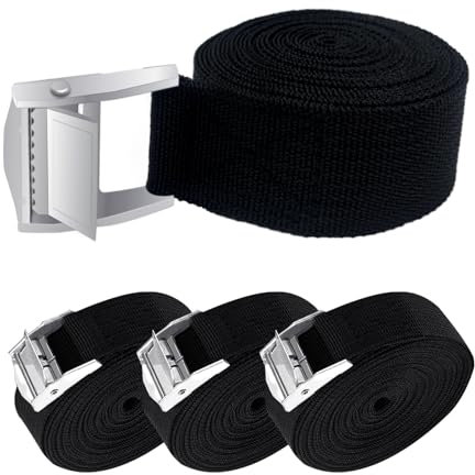 Vicglory 4 PCS Ratchet Tie Down Straps with Cam Buckle, 5M x 25mm Heavy Duty Tensioning Belts Adjustable Lashing Quick Release Roof Rack Straps for Bike, Motorcycle, Cargo, Trailer, Luggage