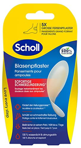 Scholl Transparente Fersen Pflaster, Blasenpflaster mit Hydra-Guard-Technolgoie, schmerzlindernd, beugt Blasenbildung vor