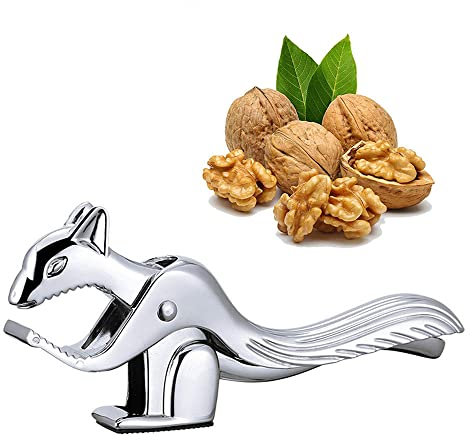 WDDS, Herramienta de Cocina Cascanueces, Abridor de Nueces, Cascanueces Manual de Metal, Cascanueces Resistentes con Apariencia de Forma de Ardilla Adecuado para Todo Tipo de Nueces (Plateado)