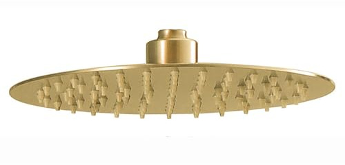 Kibath Pommeau de douche rond de 25 cm, finition or brossé, fabriqué en acier inoxydable