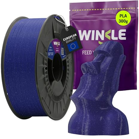 WINKLE Filamento PLA Glitter 1.75mm Azul Noche 300g, Filamento Impresora 3D | Filamento PLA Partículas, Acabado Glitter Purpurina, Fabricado en España, Precisión Dimensional +/- 0.05mm, Bobina 300g