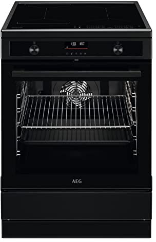 AEG CCB6445BBB 60 cm Standherd mit Glaskeramik-Kochfeld / Bräterzone / Mehrkreiskochzone / Versenkknebel / Touch-Bedienung / Grillfunktion / Display mit Uhr / A