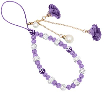 1 Pcs Longe de Téléphone Portable, Anti-Perte de Téléphone Portable Pendentif Chaîne Cristal Violet Accessoires de Décoration de Téléphone Portable Dragonne Bracelet Porte-Clés Longe