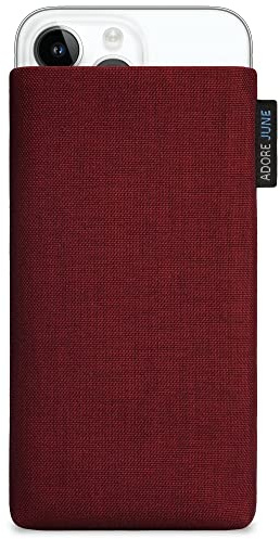 Adore June Classic Bordeaux-Rot Tasche kompatibel mit iPhone 14-15 Plus/iPhone 14-15 Pro Max Handytasche aus widerstandsfähigem Cordura Stoff mit Display Reinigungs-Effekt
