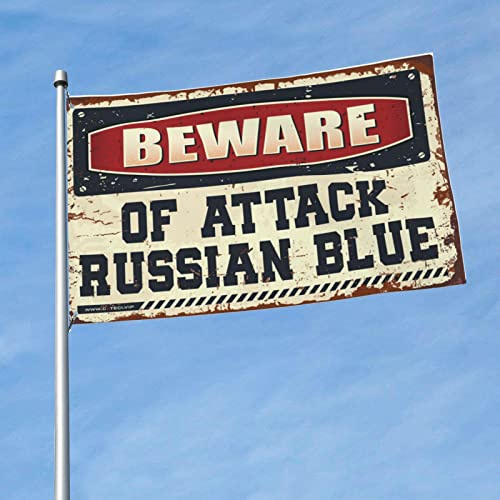 Men Cave Decor Beware of Attack Russian Blue Flag Windsocks Outdoor Home Decor for Men ( Size : 120X180CM )