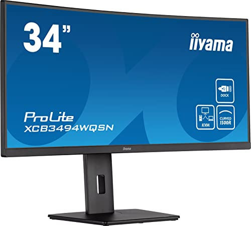 iiyama Prolite XCB3494WQSN-B5 34 VA CURVO UWQHD 120Hz USB-C Dock Altavoces Altura Ajustable