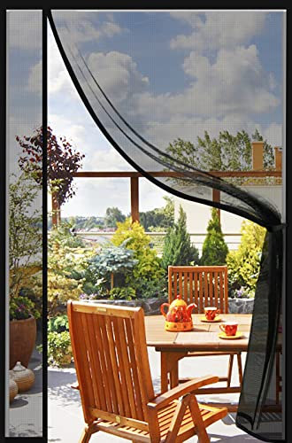 DIKER Magnet Fliegengitter Balkontür, Fliegenvorhang Tür 60×180cm Katzenkrallen Sicher, Magnetvorhang Insektenschutz, Balkon Magnetisch Fliegengittertüren Ohne Bohren, Fliegenschutz Terrassentür