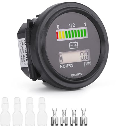 Misuratore di Batteria, Indicatore di Batteria Digitale a LED 12V 24V 36V 48V 72V con Contaore Monitor Per Indicatore di Batteria Per Auto, Scooter, Moto